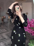 2024 Women's Loose Breathable Leisure Round-Neck Flower Print Skirt Suit