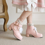 Size Women's Shoes Retro Lace Coarse Heel Short Boots Autumn And Winter New College Women's Boots Shoes High Quality Shoes