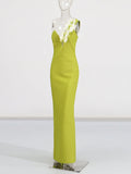 Temperament Elegant Style Dress 2025 Summer New One-Shoulder Three-Dimensional Flowers Sexy Banded Dress Woman