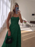 Slings Press Fresh Dress Femininity Summer Temperament A Word Dress Green