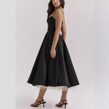 Women's New Sling V-Neck Sleeveless Dress Pony Skirt HZ0628