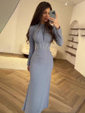 Spring Cundress Long Sleeves And Flaws With Irregular Long Dress Dress Woman