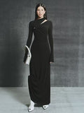 2025 High-Senior Elegance Aneled Collared Metallic Trim Folded Dress Dress Dress Dress