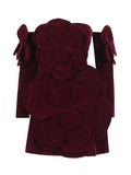 Temperament Famous Style Dress Dress 2025 Summer New Sexy Breast Three-Dimensional Flowers Splicing Velvet Dress Woman