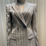 Sister Erman Suit Skirt Kong Cher With The High-End Fried Street Small Suit New Gray Hot Diamond Suit Woman