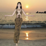 Style Hottie Sexy V-Neck Slings Body-Body-To-Scks Dress Seaside Holiday Style Design Reveals Back Dress