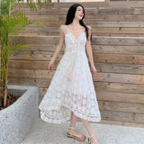 New Lace National Style Beach Dress Women's Summer Seaside Resort Style Sling Dress