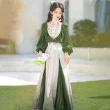 Design Green Chinese Style Improvement Han Elements Han Suit Women's Sling Dress Dress Set 8572