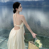 Temperament Hanging Neck Hanging Dress Women's Summer Dress Photo Show Back Seaside Beach Skirt