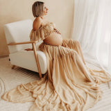 Chiffon Pregnant Women's Long Dress Set One Word For Summer Chiffon Pregnant Women To Take Pictures Maternity