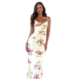 Sling V-Neck Print Sexy Body Dress Summer Holiday Hot Girl Dress Dress Girl DJPT