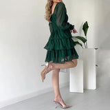 Women's Autumn Lantern Sleeve High-Rise Quality Cake Lace Skirt