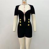 Spice Girls Sexy Empty Short Sleeve Lion Buckle Slenbutal Shorts Sleniment Women's Dress