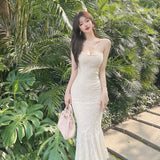 Dress Dress Summer Women's Sexy Temperament Long Shoulder Fishtail Repair Corset Dress