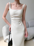 Everyday Day With White Sleeveless Sleeveless Vest Dress Women's New Summer Dress With A Left-Up HZ0628
