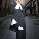 Sanguan Temperament Fashionable Gray Blazer Half-Dress Three-Piece Set 2024 New