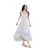 New Lace National Style Beach Dress Women's Summer Seaside Resort Style Sling Dress