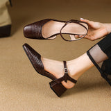 Size Women's Shoes Wrapped Head Thick Heel One-Word Sandals Women 2025 Summer New Low Heel Women's Shoes High Quality Shoes