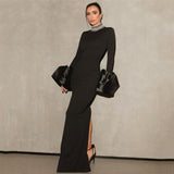 Collar Horn Sleeve Nail Beads With Bandiding Banquet Temperament Elegant Dress Dress