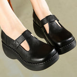 For Fat Feet Wide Feet Conciliate National Wind Year-Old Slope And Magic Sticker Solid Color Waterproof Table Mother Women Singles Shoes High Quality Shoes