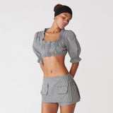 Women's New Casual Ultra-Short Top Decoration Wood Ear Sexy Umbilled Shirt