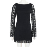 Autumn 2025 New Fashion Temperament Sexy Knitted Lace Short Dress Woman DJPT