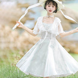 Design Qinghe Hanfu Female Chinese Style Improvement Daily Chinese Elements Two-Piece Set 8647