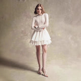 2025 Black Rolled Long Sleeve Dress Women's Puff