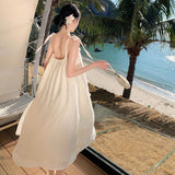 New Seaside Tour Slings Bare Back Gentle Wind Holiday To Take Pictures Beach Dress Long Dress Summer