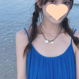 Super Fairy Blue Sling Skirt Seaside Holiday Dress Summer Small Long Dress Tourist Beach Skirt