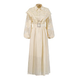 Temperament Fashion Elegant Style Dress 20254 New Collar Heavy Industry Embroidery Lotus Edge Lace Long