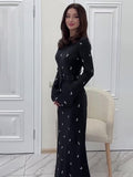 Spring Festival New Fashion Temperament Long-Sleeved Body Lotus Leaf Side A-Shaped Dress Dress Dress Woman