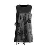 Elegant Famous Style Dress 2025 Summer New Niche Collar Three-Dimensional Flower Tuxedo Dress Woman