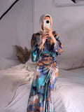 East Autumn 2024 New Folds To Receive Thin Waist Exotic Style Long Sleeve Long Dress Dress Woman