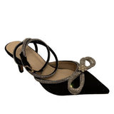 Sandals 2025 Spring Lady Water Diamond Bow Women's Shoes Fine Heel Head French Beauty Sandals High Quality Shoes