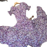 New Sen Ion Purple Rags Fashion Fresh Body Soak Sleeve Holiday Trip To Shoot Long Chiffon Dress Woman