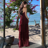 French Folding Temperament Light Windy Beach Thoracic Cake Dress Press Folds High-End Feel Dress Dress