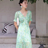 New Sen Ion Purple Rags Fashion Fresh Body Soak Sleeve Holiday Trip To Shoot Long Chiffon Dress Woman