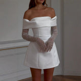 Women's New Sexy Long Sleeves And Shoulder-Repair Miniskirt HZ0628