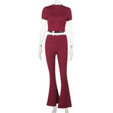 Autumn 2025 New Women's Clothing Fashion Style Casual Solid Color Buff Short Sleeve Trousers Set DJPT