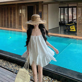 White Sling Dress Dress Female Summer Temperament Seaside Wind Fairy Irregular Doll Short Skirt