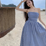 Tset Dress Women's Summer 2024 New Temperament A Word Waistless Sleeveless Dress