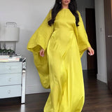 Women's Autumn Round Collar Light Robe Bat Sleeve Fashion Comfortable Dress