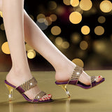 The Summer Of 2025, The New Water-Drilled Cool Slippers Women's High-Heeled Shoes Temperament Diamond Slippers Fashion Flip-Flops High Quality Shoes