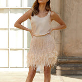 Dinner Temperament Suit Two Sets Of Sexy Short Skirt Tuxed Feathers