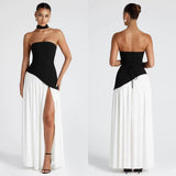 And Summer New Coloring Women's Bras Temperament To Reduce The Age Of Sexy Shoulder Dress