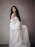 Women's Clothing Stitching Mesh Yarn Nail Beads Pregnant Women Dress Photo Drag Floor Dress 1241 Maternity