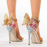 Coloring Wing High Heels New Three-Dimensional Big Butterfly Lady Ultra-High Heel With Sandals High Quality Shoes