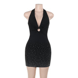 Autumn 2025 New Hanging Neck Skirt Spice Girl Body Sexy Circle Hot Diamond Bag Hip Skirt DJPT