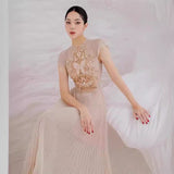 2025 Champagne Butterfly Flower Hollow Embroidery Dress Dress Dress 9010